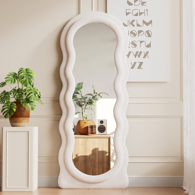 TinyTimes 63"x23" Wavy Flannel Full Length Mirror Freestanding Leaning Wall Mouted Decotative Mod... | Walmart (US)