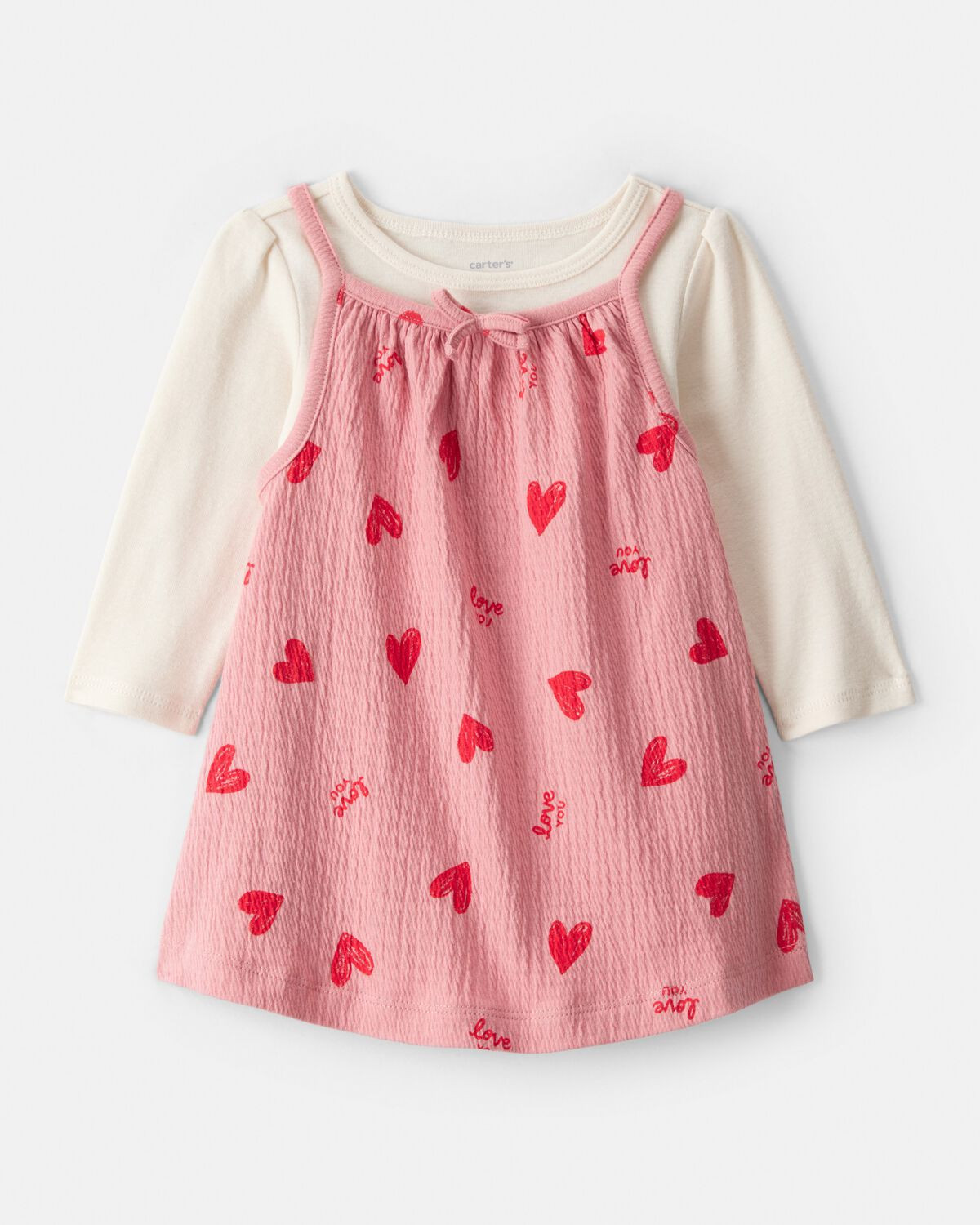 Baby Girl Valentine's Day 2-Piece Heart Long-Sleeve Dress Set - Pink/Red | Carter's Inc
