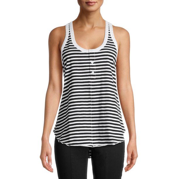 Time and Tru Women's Rib Henley Tank Top | Walmart (US)