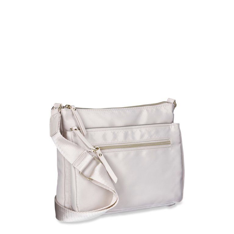 Time and Tru Women's Nylon Pine Crossbody, Pearly White - Walmart.com | Walmart (US)