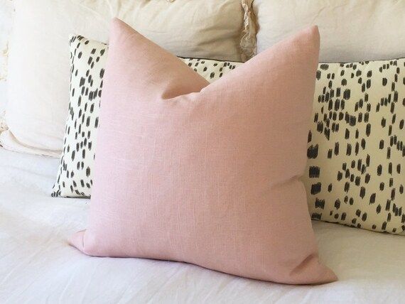 Blush Linen Pillow Cover - Blush Pillow - Rose Pillow - Pink Pillow - Light Pink Pillow - Decorative | Etsy (US)