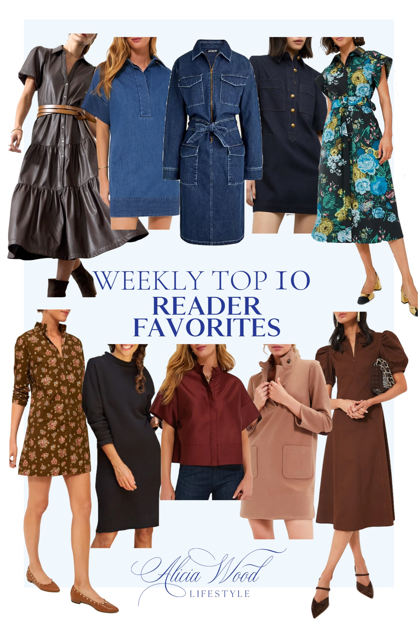 Weekly Top 10 Best Sellers 

Floral print corduroy shift dress
Black fleece Frank and Eileen dress
Brown denim midi dress with zip front 
Dark wash denim mini dress
Long Sleeve denim midi dress with self belt
Denim dress with trapunto stitching 
Oxblood blouse with trapunto stitching 
Black floral print midi dress
Camel coat dress
Brown faux leather midi dress 

https://www.aliciawoodlifestyle.com/weekly-top-10-best-sellers/



#LTKStyleTip #LTKOver40 #LTKSeasonal