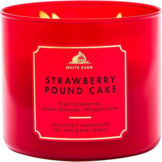 Bath & Body Works Strawberry Pound Cake 3-Wick Candle - Scented Candle for At-Home Use - Long-Las... | Amazon (US)