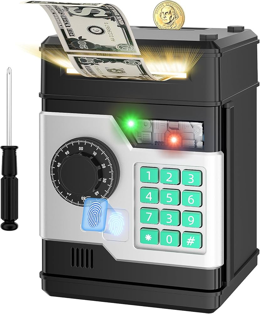 Piggy Bank, Automatic Electronic Piggy Bank for Kids Boys Girls with Password and Fingerprint Unl... | Amazon (US)