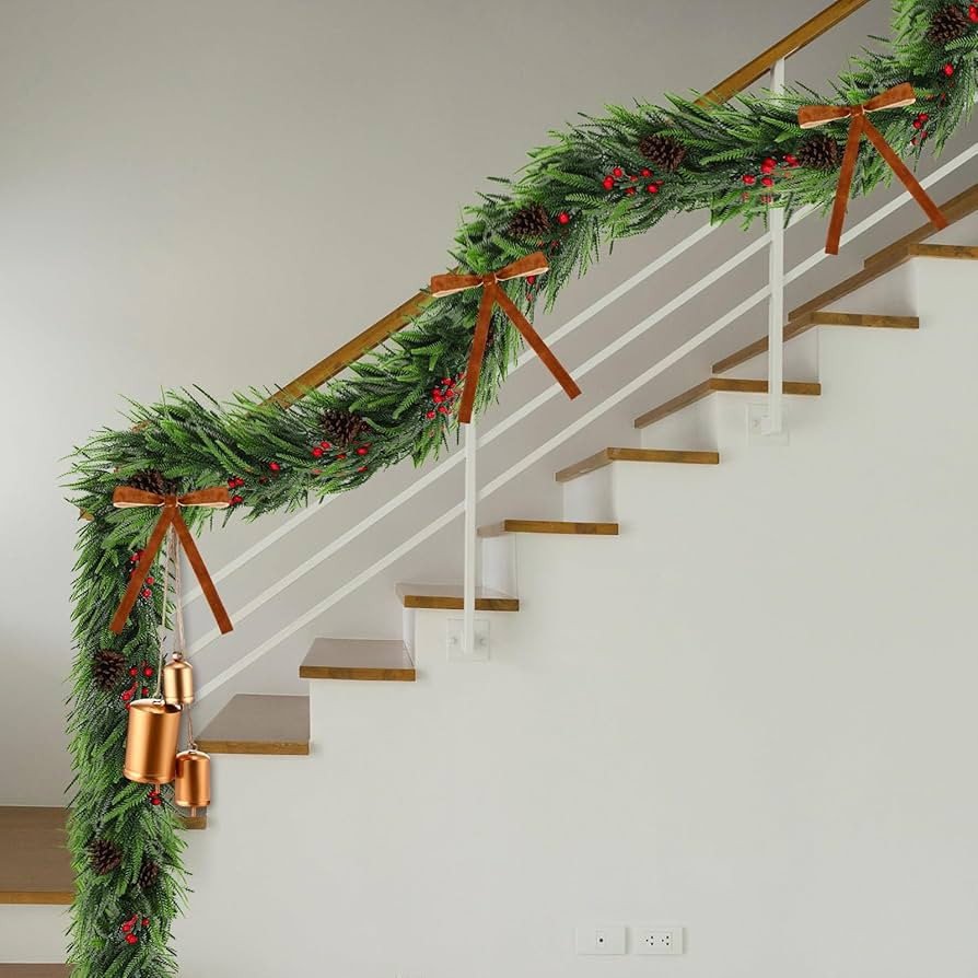 Jutom 3 Pcs Christmas Norfolk Pine Garland 12 Ft Christmas Pine Garland Artificial Cypress Garlan... | Amazon (US)