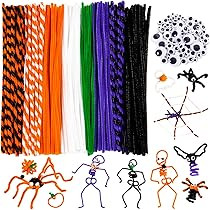 Whaline 500Pcs Halloween Pipe Cleaners Set Includes 8 Colors Chenille Stems 5 Sizes Wiggle Googly Eyes 4 Sizes Pompoms for Halloween Party DIY Art Craft Supplies (Black, Orange, White, Purple, Green) | Amazon (US)