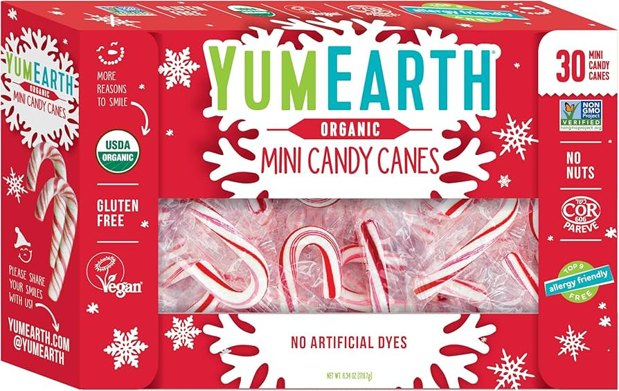 YumEarth Organic Holiday Mini Candy Canes, 30 Count | Amazon (US)