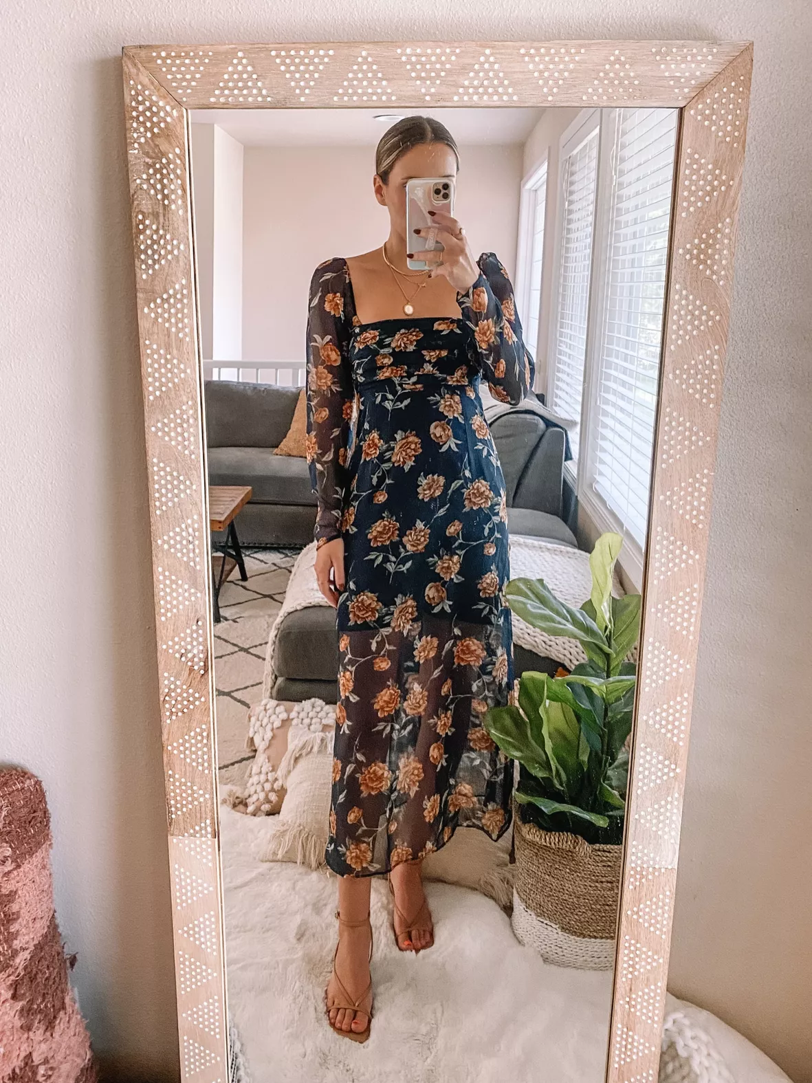 midi wedding guest dress with sleeves Blue Long Sleeve V-Neck Micro Ruffle line midi dress ashgarzastyle on LTK