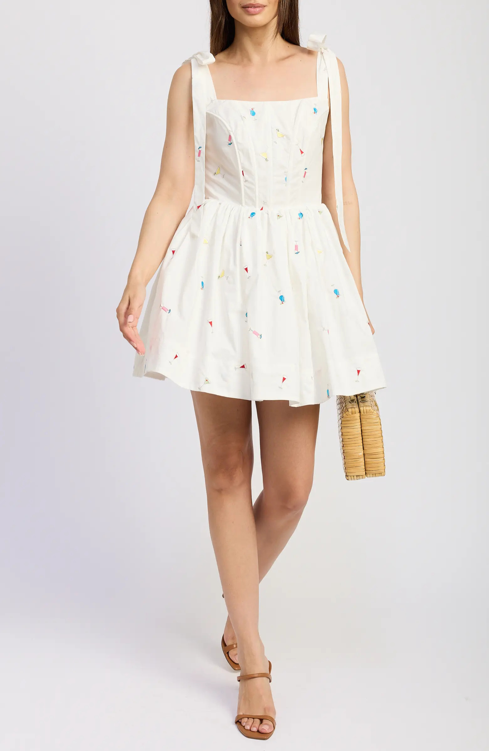 Nellie Embroidered Cotton Poplin Minidress | Nordstrom