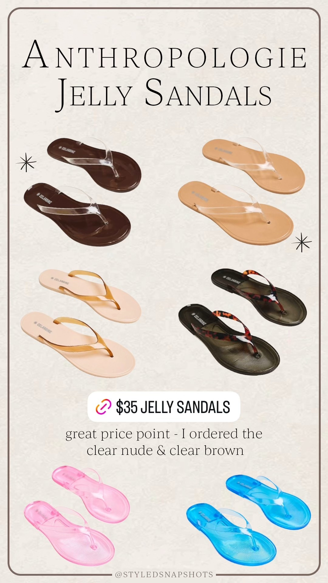 these Jelly sandals are a great price point at $35! I ordered the clear nude and clear brown for summer 