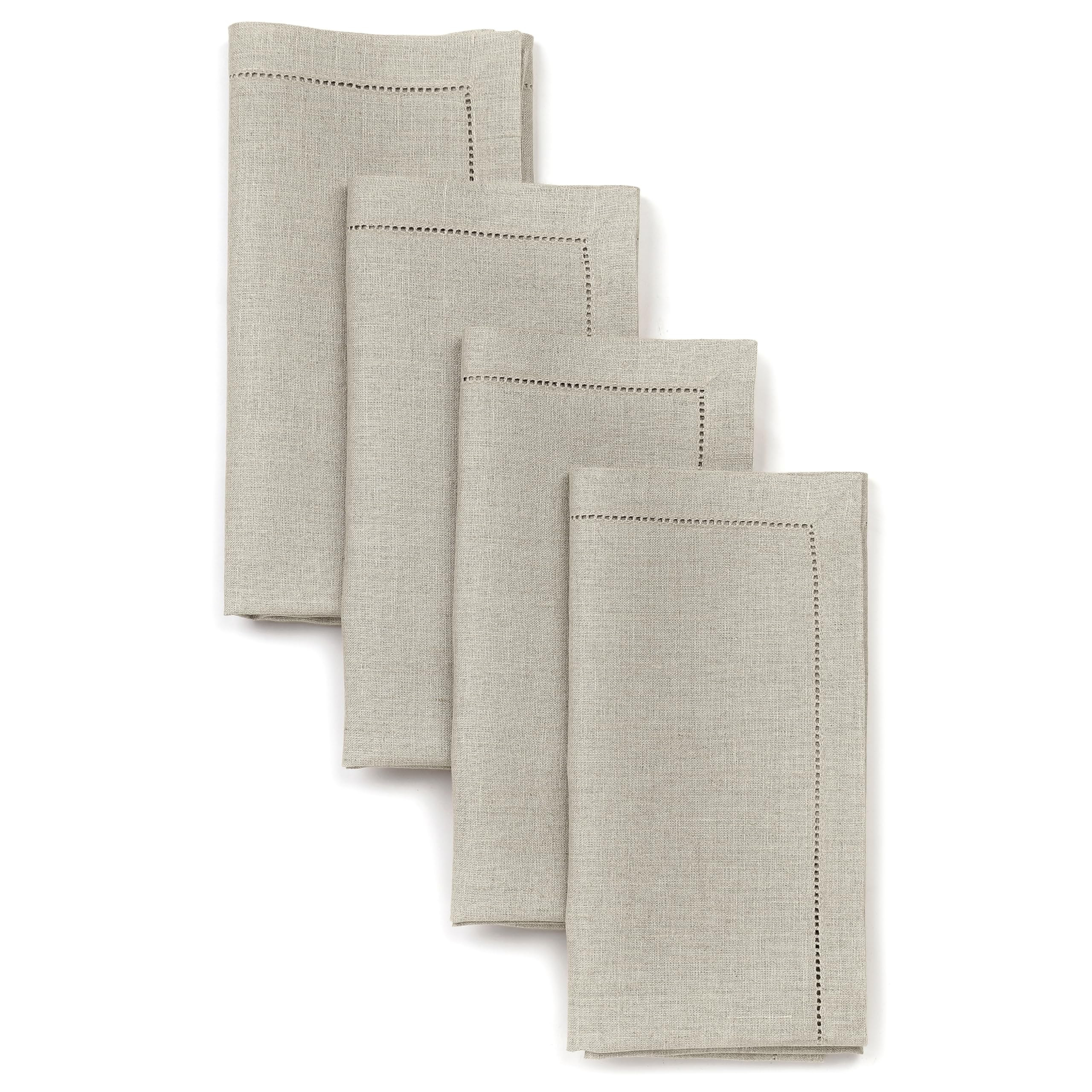 D'Moksha Homes Natural Linen Napkins Set of 4 - Classic Hemstitch 100% Pure Linen Hemstitch Dinne... | Amazon (US)