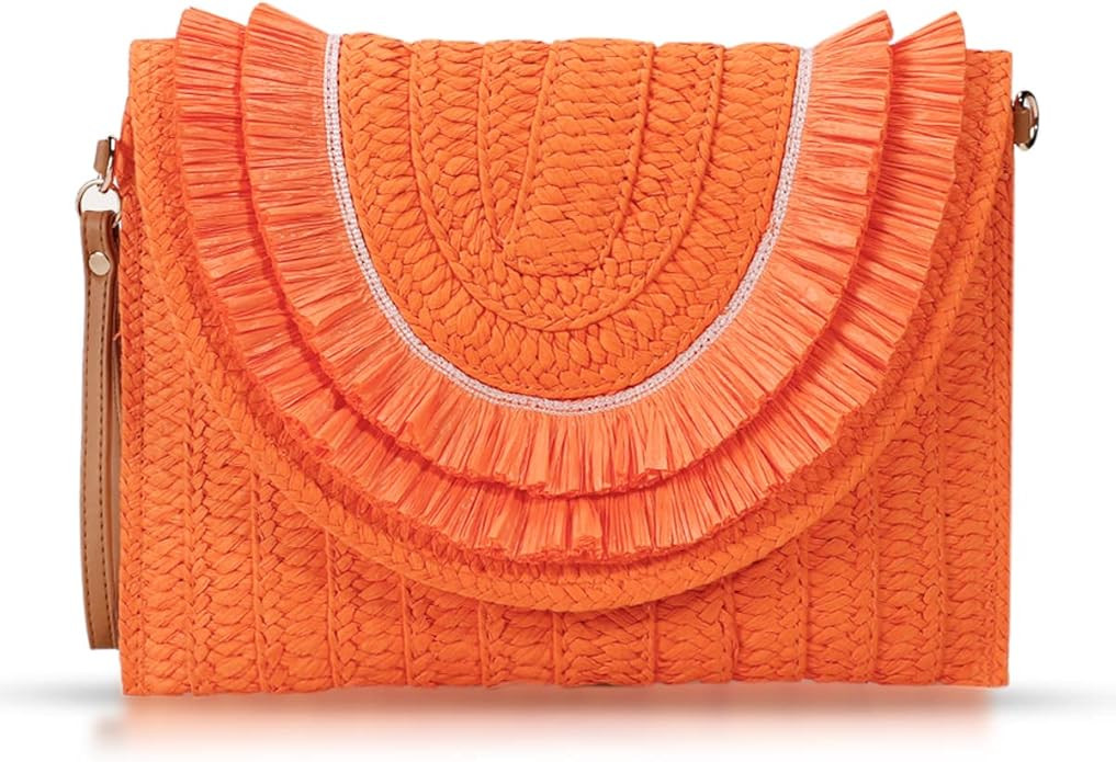 Crossbody Bags for Women, Straw Clutch Purses, Bohemian Handmade Woven Envelope Package, Tassel H... | Amazon (US)