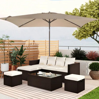 Rectangular Market Umbrella With Base | Wayfair North America