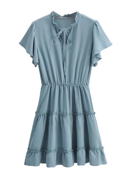 'Puff' Tied Ruffled Sleeves Dress | Goodnight Macaroon