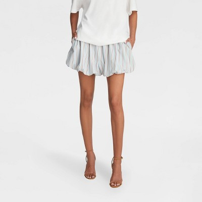 KBB by KAHLANA Women's Mid-Rise Pull-On 'The Bubble Shorts' - Blue Striped M | Target