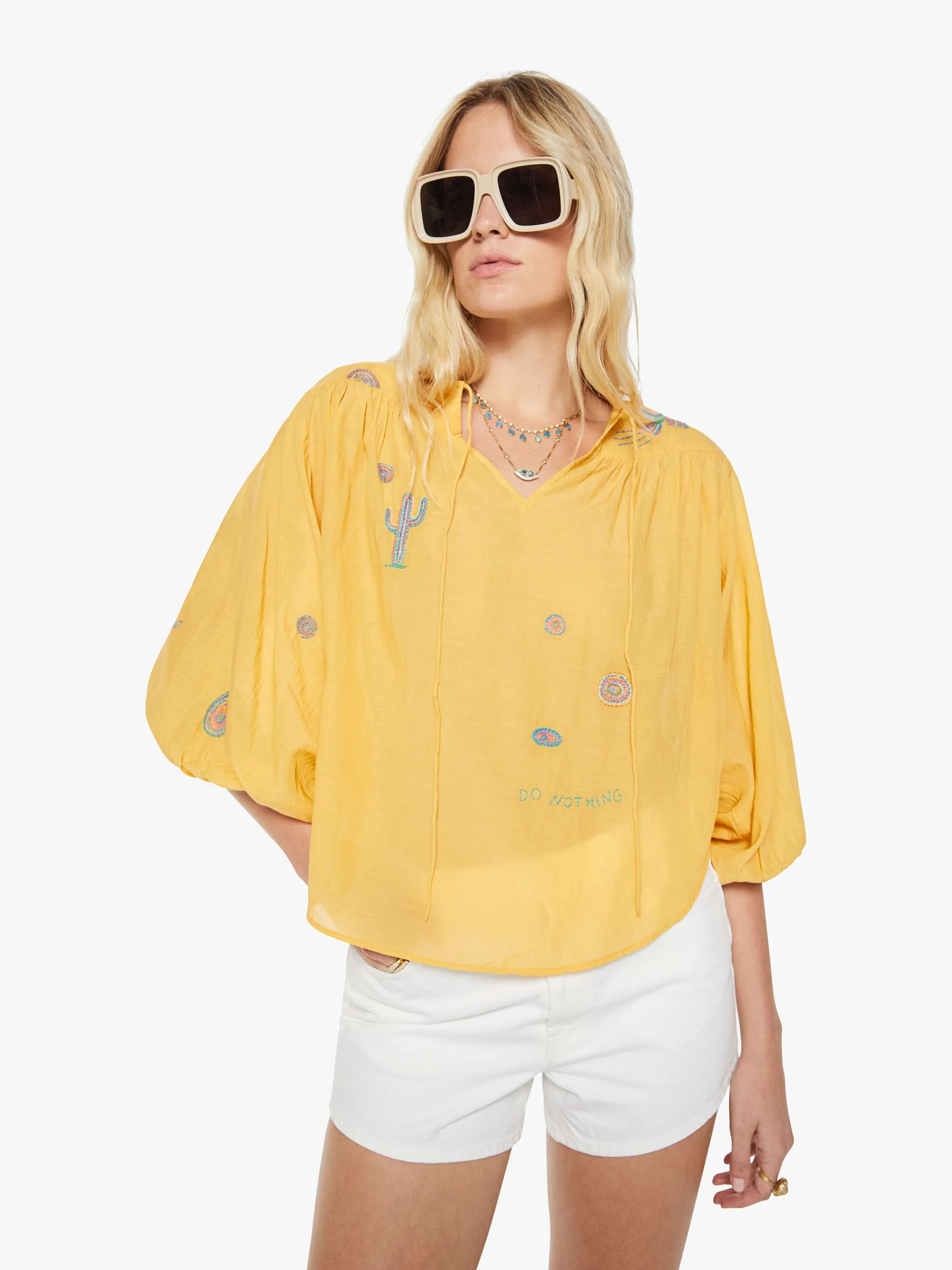 The Breeze Yoke Top - Golden Apricot | Mother Denim