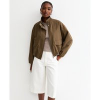 Women's Khaki Brown High Neck Bubble Hem Jacket New Look | New Look (UK)
