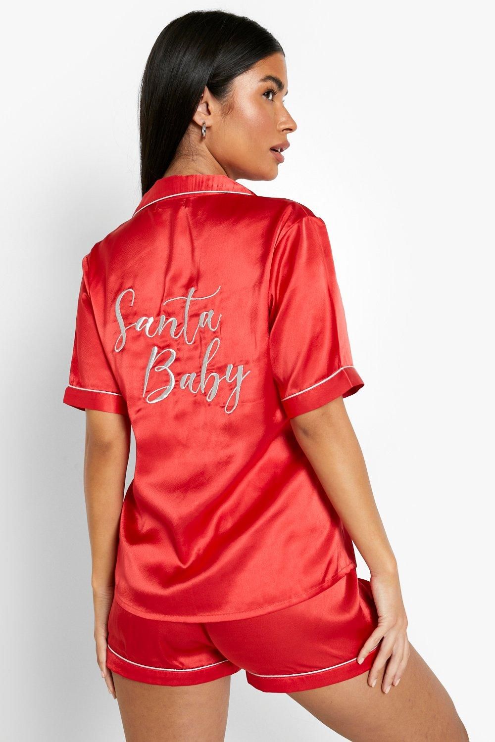 Petite Santa Baby Pj Short Set | Boohoo.com (US & CA)