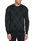 Perry Ellis Men's Plaid Crew Neck Sweater, Dark Sapphire, XX Large | Amazon (US)