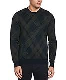Perry Ellis Men's Plaid Crew Neck Sweater, Dark Sapphire, XX Large | Amazon (US)