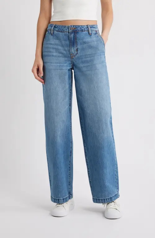 HIDDEN JEANS Low Rise Baggy Wide Leg Jeans in Med.wash at Nordstrom, Size 26 | Nordstrom