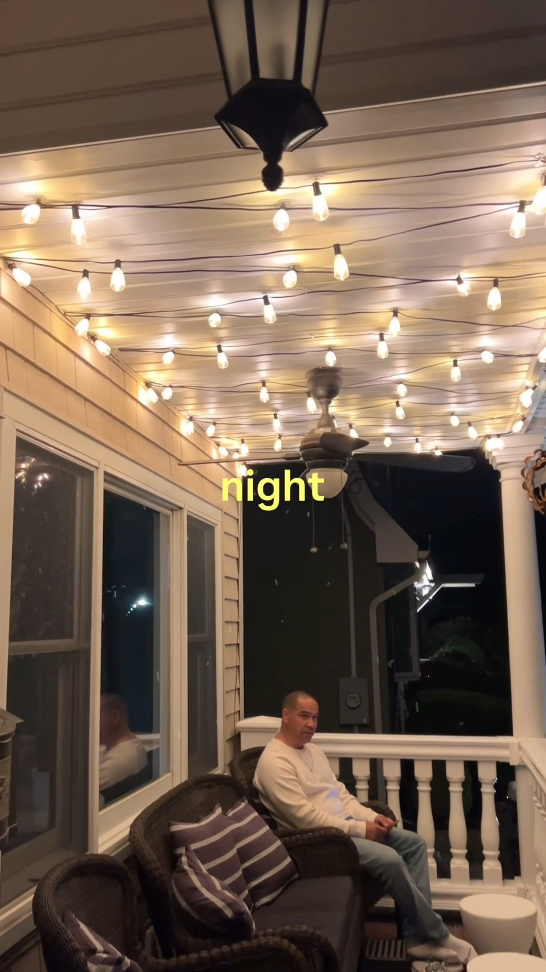 Front porch string lights: I do the climbing, he enjoys the cozy vibes 😂

One Command strip came down, so up I went to fix it. My dad was a roofer, and I’ve been climbing ladders since I was little. Apparently, I inherited the DIY gene too.

Wait for the nighttime view ✨

#FrontPorch #StringLights #PorchDecor #OutdoorLighting #Shorts

#LTKOver40 #LTKHome #LTKSeasonal