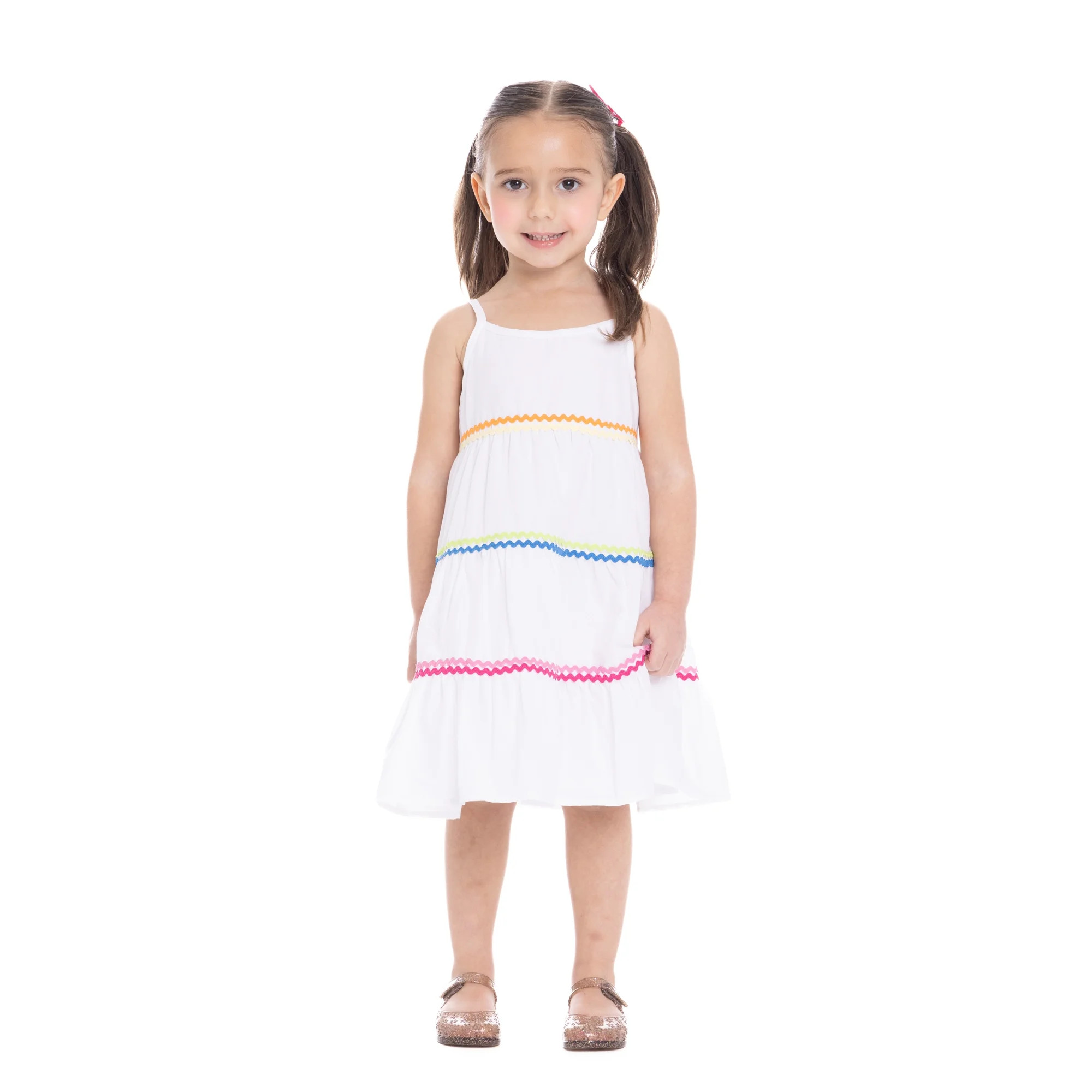 Wonder Nation Toddler Girls Cotton Sleeveless Dress with Ric Rac Trim, Sizes 12M-5T | Walmart (US)