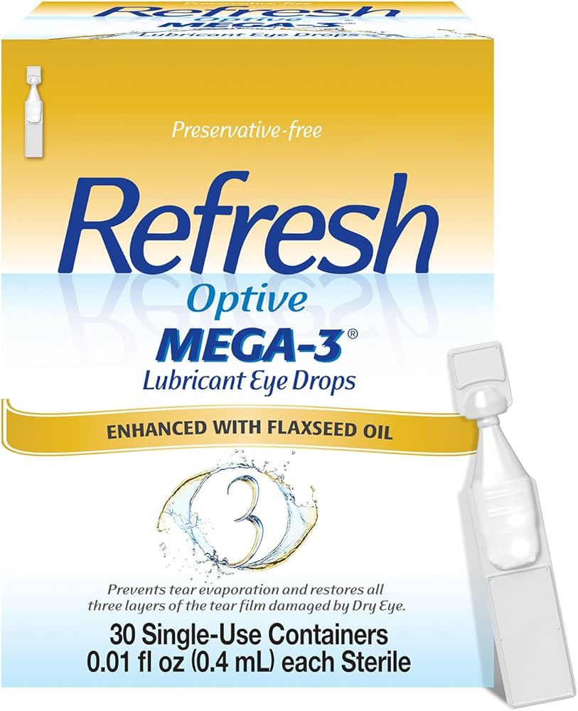 Refresh Optive MEGA-3 Lubricant Eye Drops Preservative-Free Artificial Tears, 0.01 fl oz (0.4 mL)... | Amazon (US)