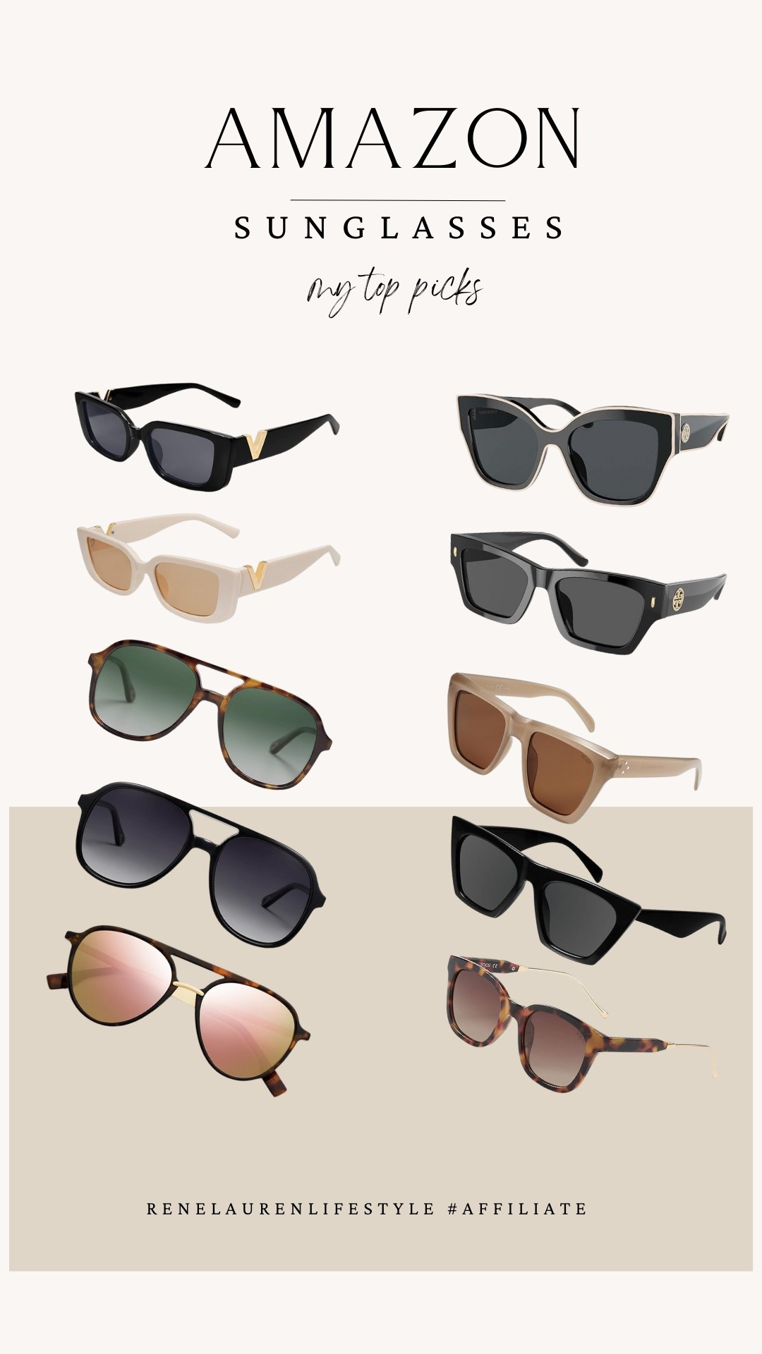 Amazon sunglasses 

Designer sunglasses 
Tory Burch 
Affordable sunglasses 
Cat eye sunglasses 
Black sunglasses 
Oversized sunglasses 
Aviators
Brown sunglasses 
Spring break
Vacation outfits 

#LTKSpringSale #LTKTravel #LTKSeasonal