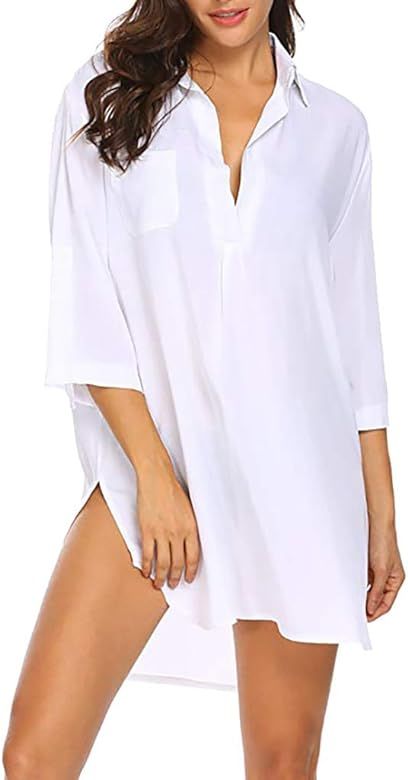 ASTUAFIA Women's Swimsuit Beach Cover Up Shirt Bikini Beachwear Bathing Suit Beach Dress | Amazon (US)