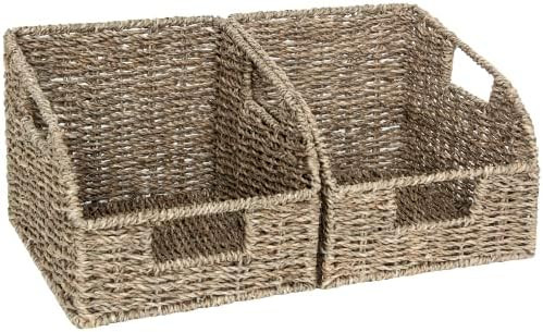 StorageWorks Seagrass Wicker Baskets with Built-in Handles, Hand Woven Baskets for Organizing, 8 ... | Amazon (US)