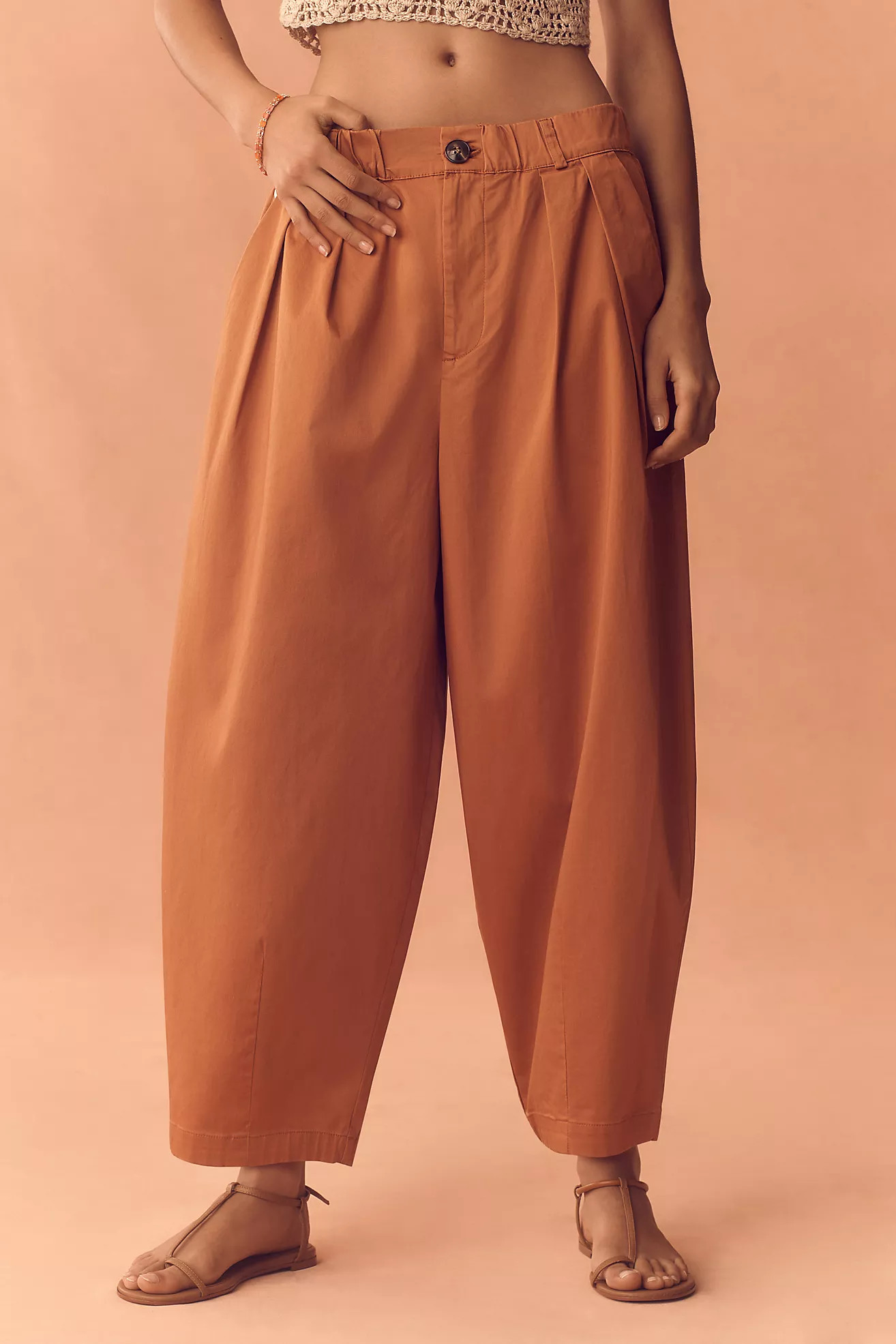 Maeve Curve Poplin Barrel Pants | Anthropologie (US)