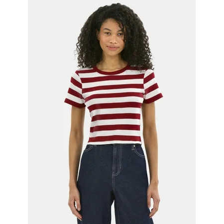 No Boundaries Cotton Crew Cropped Tee, Women's | Walmart (US)
