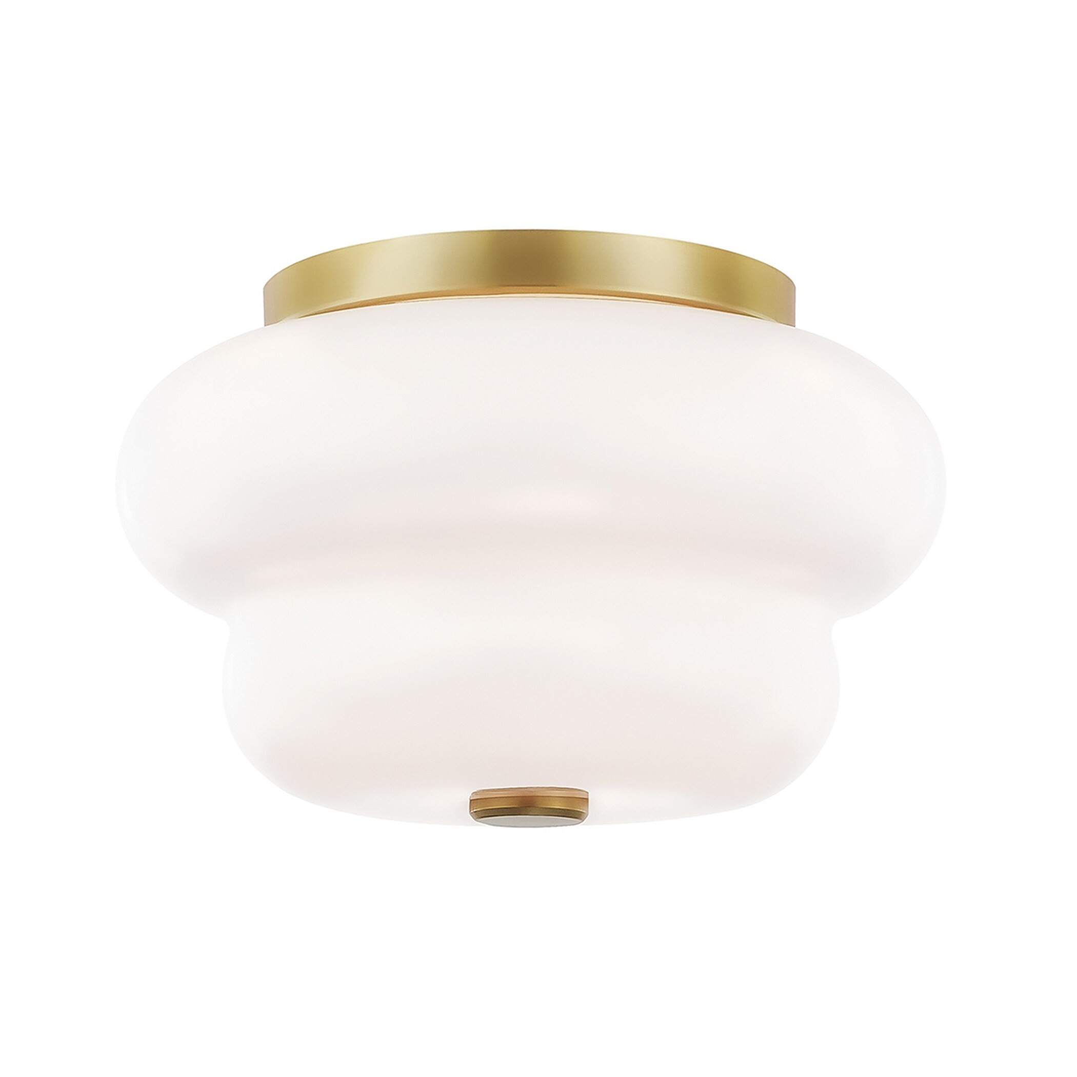 Hazel 2-light Aged Brass Flush Mount, Opal Glossy Glass | Bed Bath & Beyond