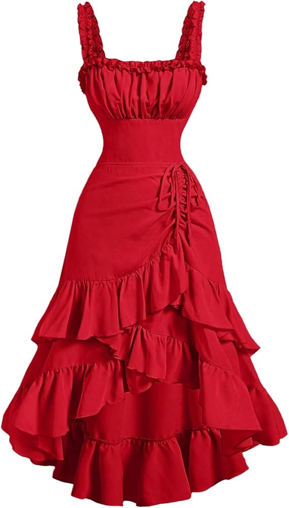 SOLY HUX Women's Layered Ruffle Hem Dress Sleeveless Ruched Asymmetrical Long Party Dresses | Amazon (US)