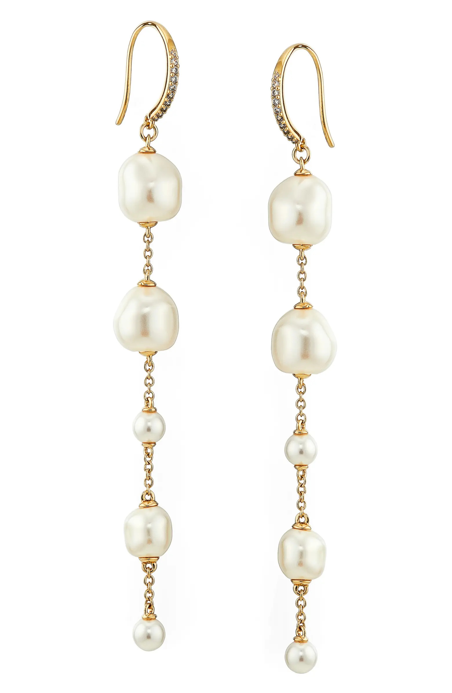 Nadri Boheme Imitation Pearl Linear Drop Earrings | Nordstrom | Nordstrom