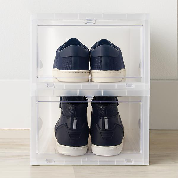 Large Drop-Front Shoe Box Translucent | The Container Store