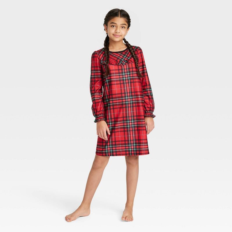 Kids' Holiday Tartan Plaid Matching Family Pajama NightGown- Wondershop™ Red | Target