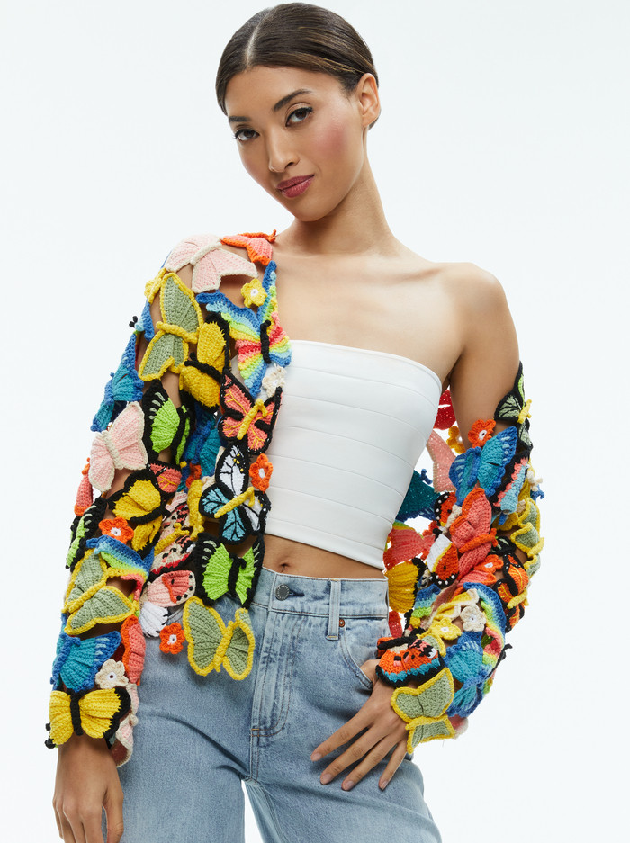FAWN BUTTERFLY CROCHET CARDIGAN | Alice + Olivia