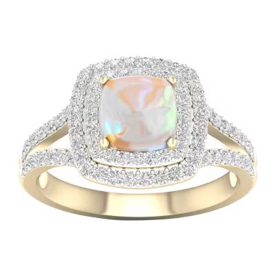 Womens Lab Created Opal 10K Gold Over Silver Halo Cocktail Ring | JCPenney