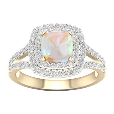 Womens Lab Created Opal 10K Gold Over Silver Halo Cocktail Ring | JCPenney