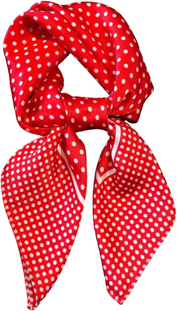 Polka Dots Square Scarf for Women 1950s Silk Satin Head Neck Scarves Soft Retro Kerchief Neckerch... | Amazon (US)