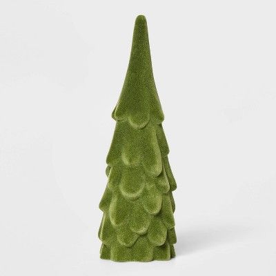 Small Flocked Velvet Christmas Tree Decorative Figurine Green - Wondershop™ | Target