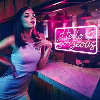 Hello Gorgeous Neon Signs Hello Beautiful Bedroom Neon Signs Pink Neon Sign are Suitable as Backg... | Amazon (US)