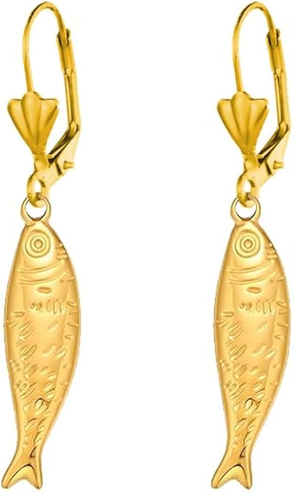 Gold Fish Hoop Earrings sardine Trendy Beach Ocean Theme Jewelry for Women | Amazon (US)