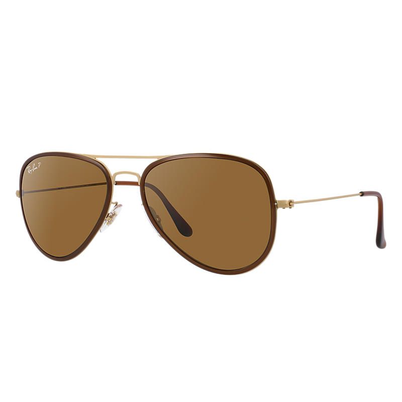 Ray-Ban Aviator Flat Metal Gold Sunglasses, Polarized Brown Lenses - Rb3513m | Ray-Ban (US)