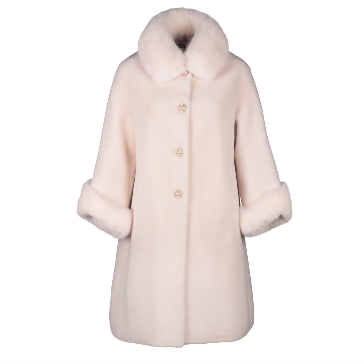 'Monroe' 100% Wool & Faux Fur Teddy Coat In Bianco | Wolf & Badger