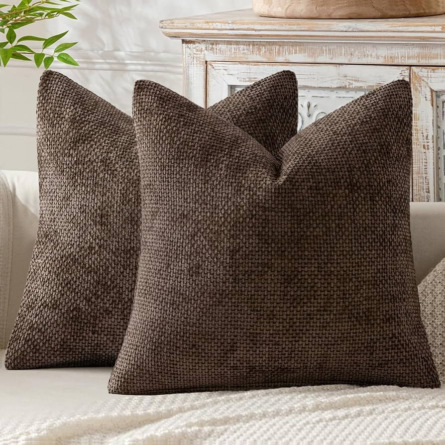 MIULEE Pack of 2 Couch Throw Pillow Covers 24x24 Inch Neutral Dark Brown Boho Accent Decorative P... | Amazon (US)