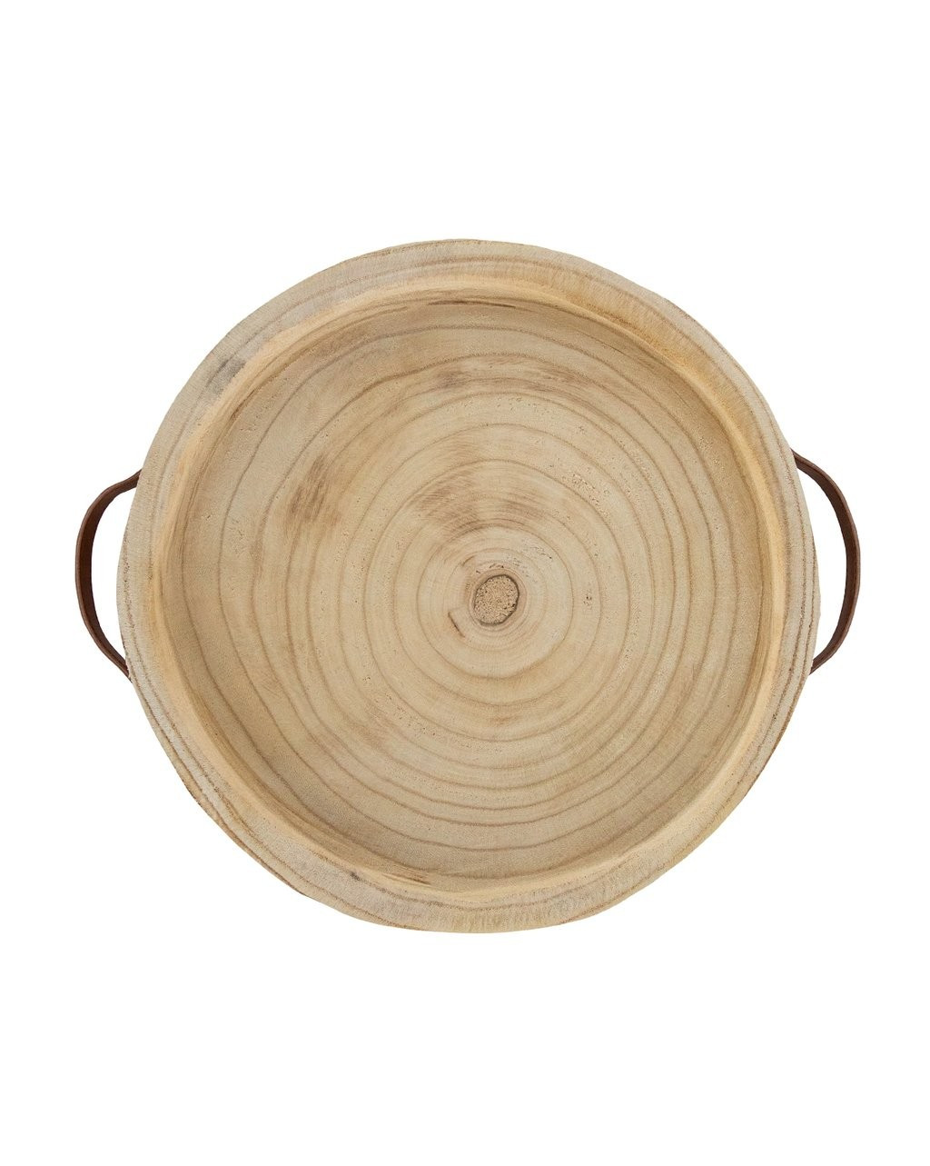 Carved Paulownia & Leather Tray | McGee & Co.