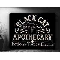 Black Cat Apothecary Canvas Sign, Gothic Home Decor, Halloween Print, Wall Art, Witch Sign, Sign | Etsy (US)